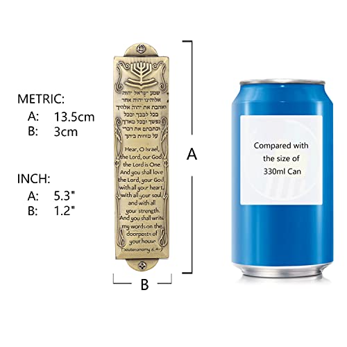 Metal Mezuzah Case for Door, 5.3-Inch Bronze with Peel and Stick Adhesive