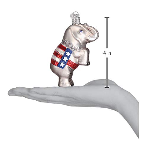 Handcrafted Glass Elephant Christmas Ornament - Patriotic Holiday Decoration