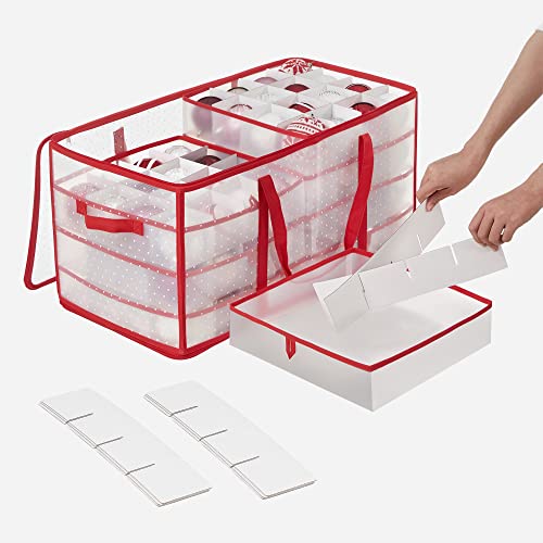 SONGMICS Cherry Red Large Christmas Ornament Storage Boxes Set of 2 - 256 Slots