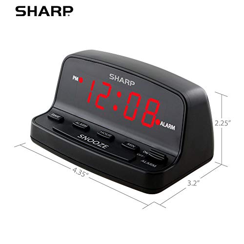 Digital Alarm Clock with Keyboard Controls, Red LED Display & Battery Backup