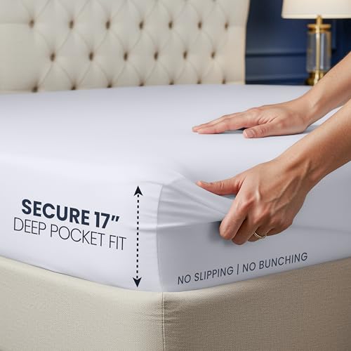 Queen Size 5-Sided Waterproof Mattress Protector - Fits Up to 17" Deep Pocket