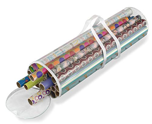 Clear Gift Wrap Organizer Zippered Storage for 25 Rolls