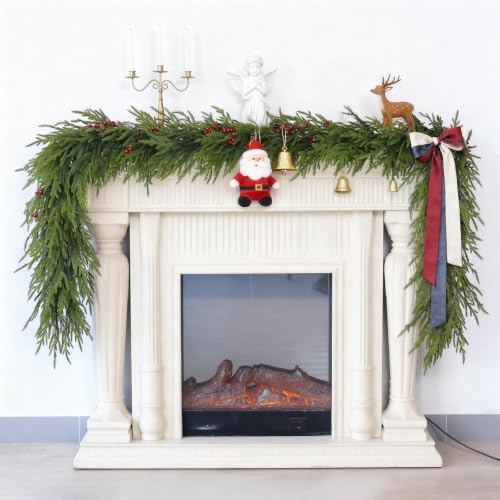 YXZZWL 16FT Artificial Christmas Garland Faux Norfolk Pine for Stair & Fireplace Decor