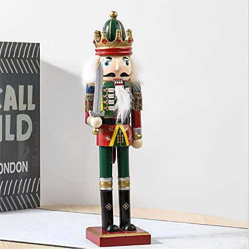 12-Inch Traditional Wooden Nutcracker Soldier - Hand-Painted Tabletop Decor