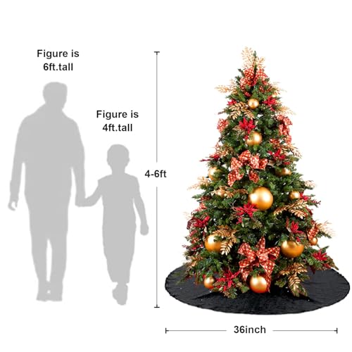 Black Sparkle Sequin Christmas Tree Skirt - 36 Inch Xmas Decor Mat