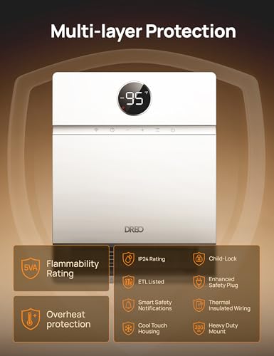 Smart Electric Wall Heater for Indoor Use with App and Remote