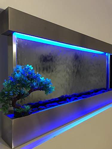 XL Wall Mounted Waterfall Fountain 47x24 Inch with LED Lights & Remote