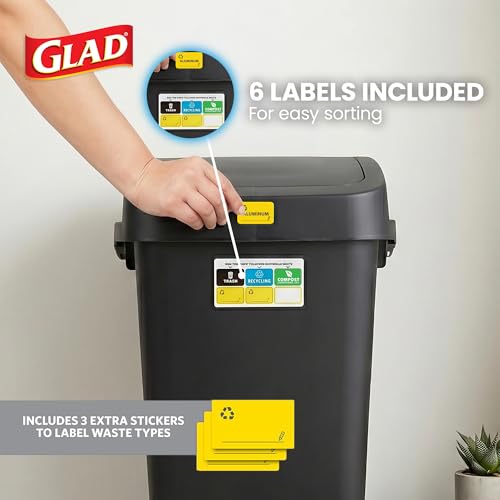 12 Gallon Trash Can with Swing Top Lid, Black Kitchen Waste Bin