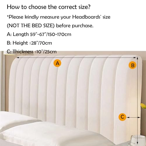 Stretch Velvet Headboard Slipcover for Queen King Bed - Dustproof Protector, Ivory, 59.1in