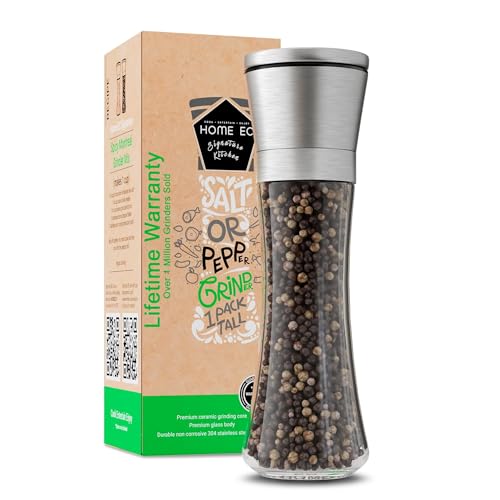 Stainless Steel Salt or Pepper Grinder - Adjustable Ceramic Spice Mill