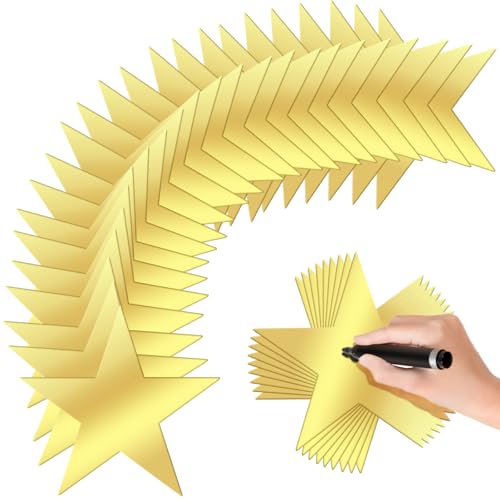 60 Pcs 6-Inch Gold Star Cutouts, Double-Sided Paper Stars for Decorations