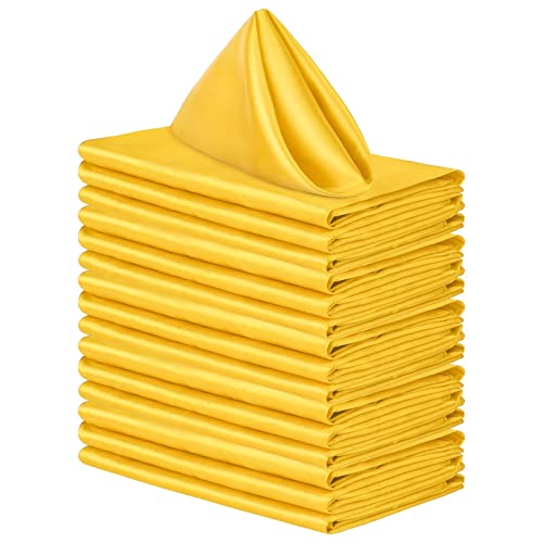 16-Pack Yellow Satin Napkins - 20x20 Inch Square Fabric Table Linens