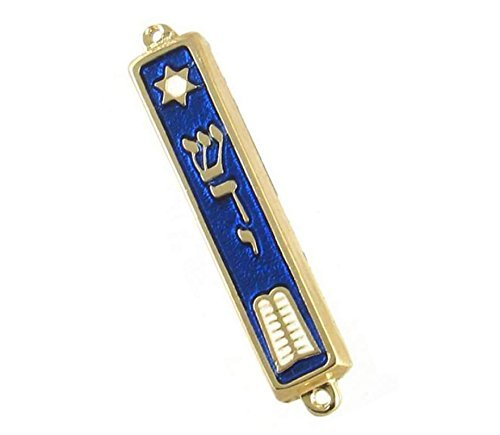 24k Gold Plated 10 Commandments Mezuzah Case - 2.7-Inch Jewish Judaica