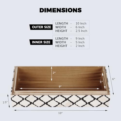 MUMTAZ-B&W Handicrafts Bone Inlay White Decorative Slim Storage Box 10 x 6 x 2.5 in