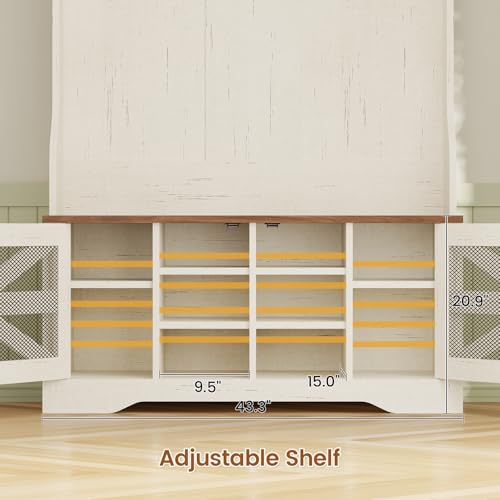 5-in-1 Entryway Hall Tree with Shoe Storage Bench, Coat Rack and LED Lights