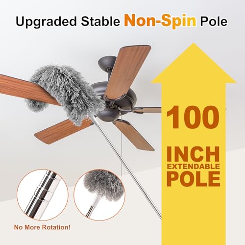 Microfiber Duster Kit with 100-Inch Extension Pole - 5-Piece Cleaning Set