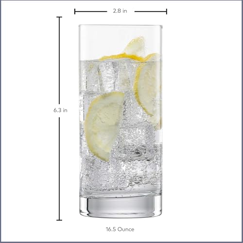 Paris Long Drink Glasses, 16.5 oz Tritan Crystal Highball Set of 6
