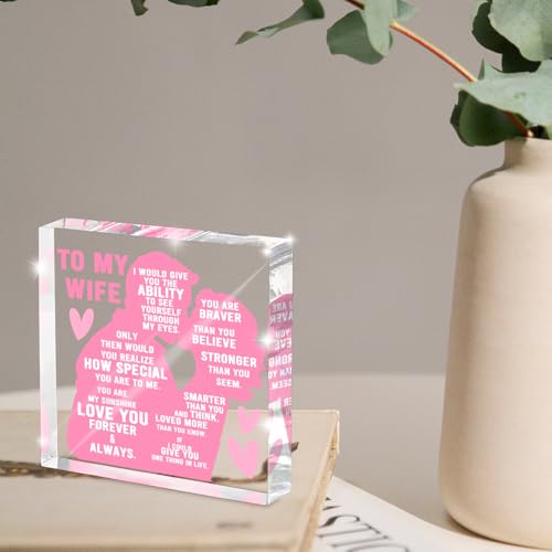 Deep Rose Pink Heartfelt Wife Gift Plaque from Husband Anniversary Valentine's Day Keepsake