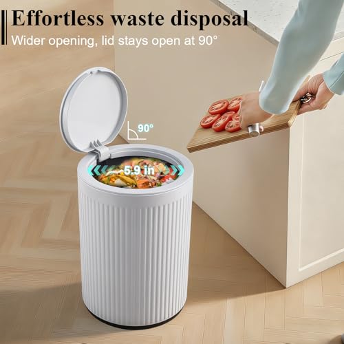 Small Bathroom Trash Can with Lid 2.1 Gallon Plastic Wastebasket