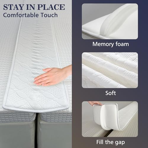 Twin to King Bed Bridge Gap Filler - 75" x 12" Memory Foam Mattress Connector