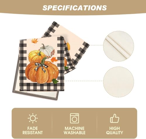 Thanksgiving Fall Table Runner 13x72 Inches Buffalo Plaid Pumpkin Decor