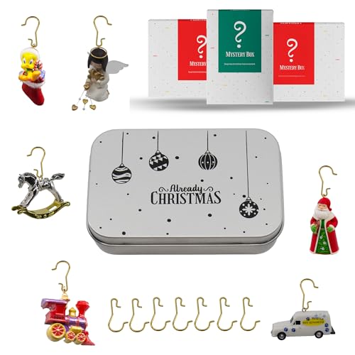 Gold Brass Miniature Christmas Ornament Hooks - Set of 100 with Storage Tin