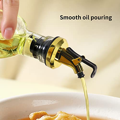 12 Pcs Gold Oil Dispenser Spouts for Bottles – Leakproof Olive & Vinegar Pourer Set