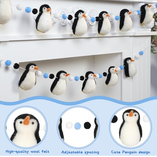 Breling Classic 2 Pack Penguin Felt Garlands - Winter Christmas Decorations
