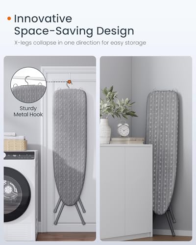 SONGMICS Foldable Ironing Board with 4-Layer Cover and 7-Height Adjustments