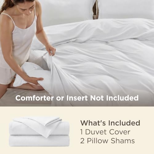 Bedsure White Duvet Cover Queen Size - Soft Microfiber Bedding Set