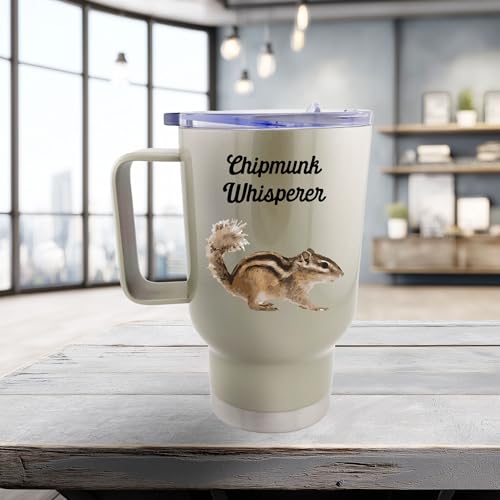 SpreadPassion Chipmunk Travel Mug - Insulated Hot Cold Coffee Tumbler - Funny Gag Gift