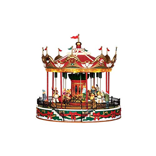 Santa Carousel Carnival Sights & Sounds Animated Christmas Village Decor
