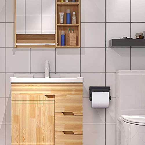 Stainless Steel Toilet Paper Holder with Phone Shelf, Wall Mounted