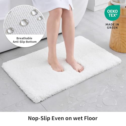 Disolla White Bathroom Rug 17x24 - Non-Slip Plush Bath Mat