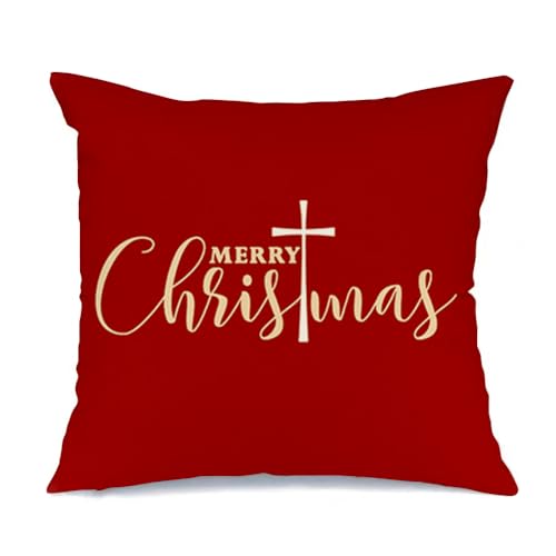 RABUSOFA Red Christmas Pillow Cover 18x18 Inch Holiday Decor Cushion Case