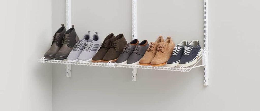 Rubbermaid Wall Mount Shoe Shelf - Customizable White Organizer for Home, Closet & Laundry