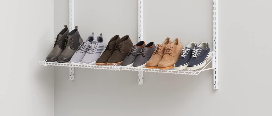 Rubbermaid Wall Mount Shoe Shelf - Customizable White Organizer for Home, Closet & Laundry