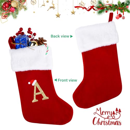 20-Inch Monogram Christmas Stocking - Red Velvet with Plush Cuff