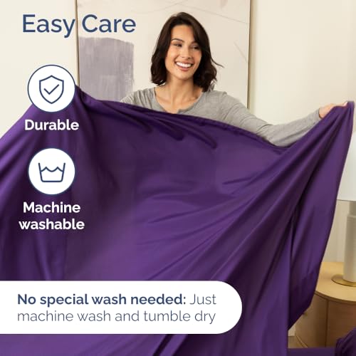 Full Size Wrap Around Bed Skirt with 2 Pillowcases - 18 Inch Drop, Purple