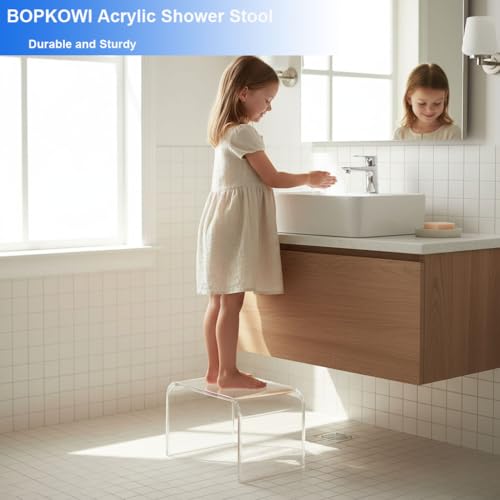 Clear Acrylic Step Stool, Modern U-Shaped Bathroom Stool, 250lb Capacity