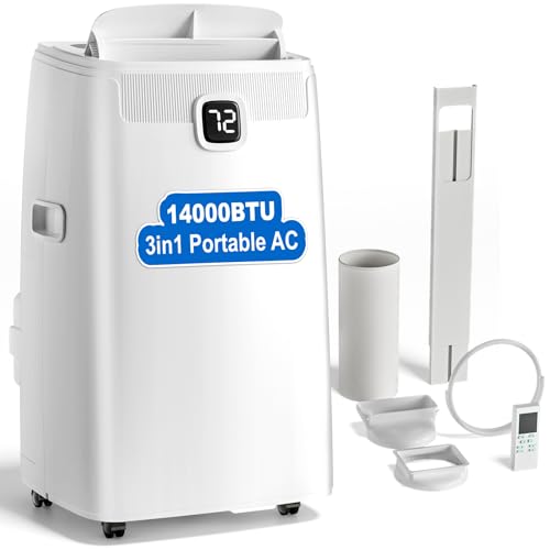 14,000 BTU Portable Air Conditioner 3-in-1 AC Unit for Rooms Up to 650 Sq. Ft