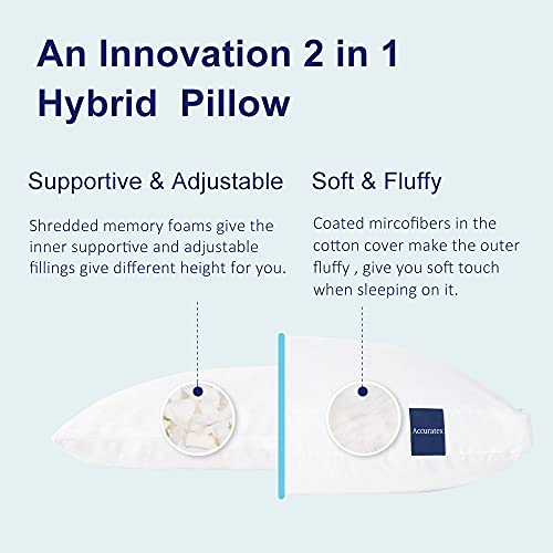 Adjustable King Size Pillows Set of 2 | Hybrid Memory Foam & Down Alternative