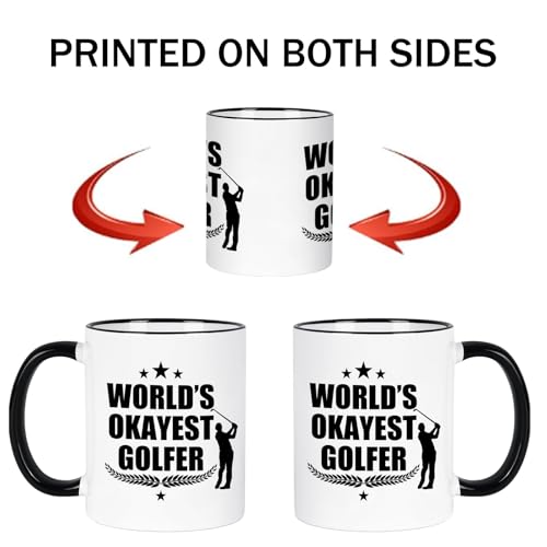 World’s Okayest Golfer Mug - 11 oz Funny Coffee Cup for Dad Husband