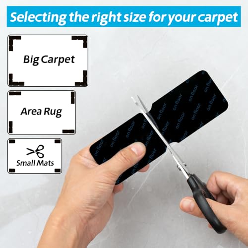 Anti-Slip Rug Grippers for Hardwood Floors - 12 Piece Non-Slip Carpet Tape
