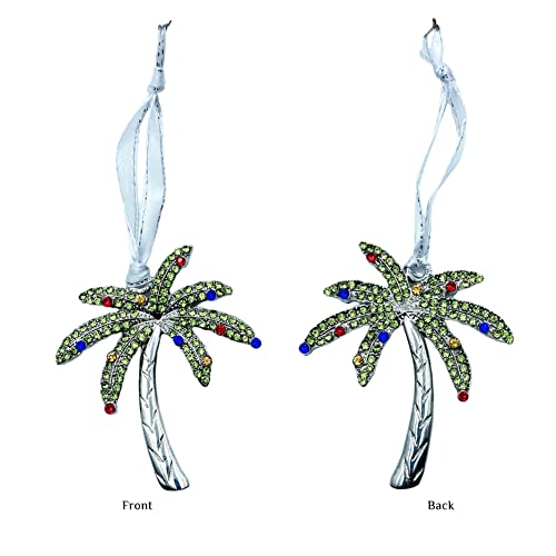 Holiday Palm Tree Ornament with Christmas Lights - Bling Crystal Decor