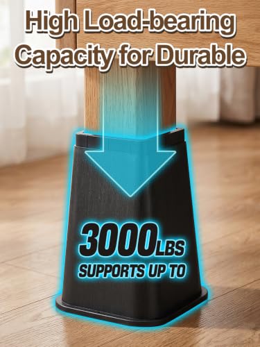 Heavy-Duty Bed Risers - 8 Inch, Non-Slip, Supports 3000 lbs, 4 Pack