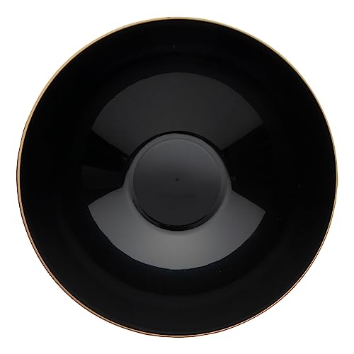 Restaurantware Moderna 16 Ounce Plastic Bowls 20 Durable Disposable Salad Bowls - Gold-Rimmed Heavy-Duty Black Plastic Fancy Bowls For Warm And Cold Foods Ideal For Restaurants