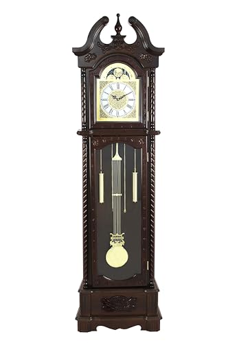 Grandfather Floor Clock with Walnut Finish, Glass Door, Westminster Chime