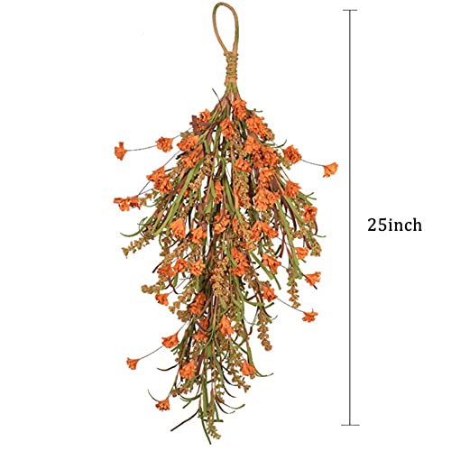 25 Inch Autumn Harvest Wheat Swag, Artificial Floral Garland for Door
