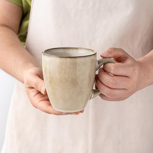 GBhome 12oz Ceramic Coffee Mug Set - Durable Stoneware Cups for Tea, Latte, Hot Cocoa, Dishwasher & Microwave Safe, Pack of 6